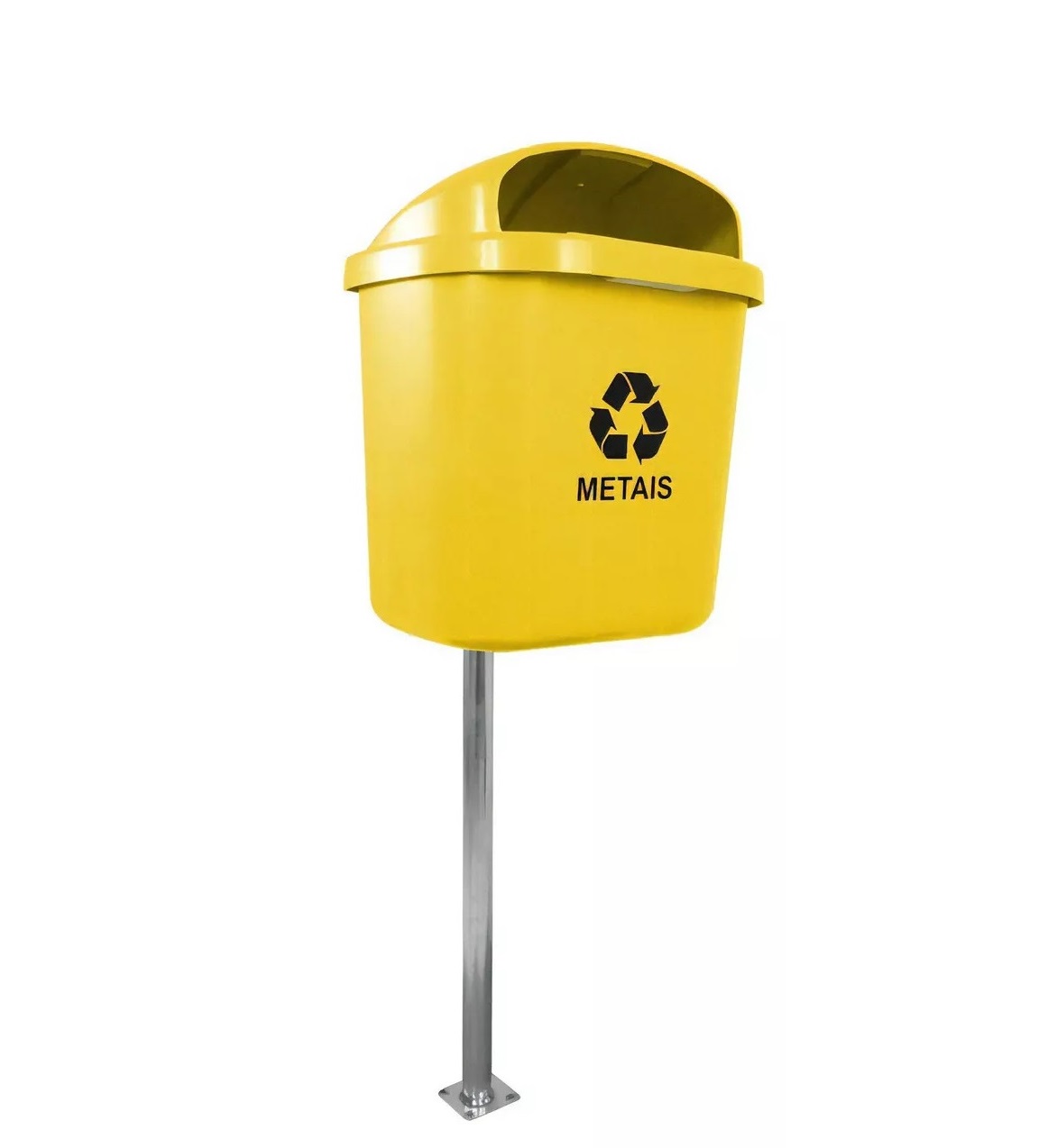Lixeira Coleta Seletiva com Poste 40L Amarelo JSN - Imagem 2