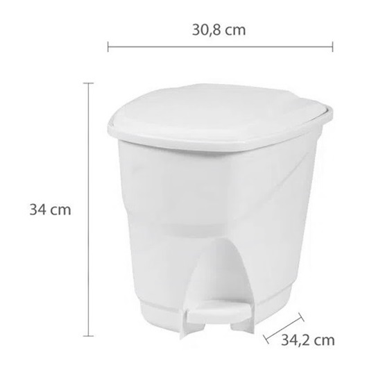 Lixeira Ecológica com Pedal 16L Branca Astra - Imagem 2
