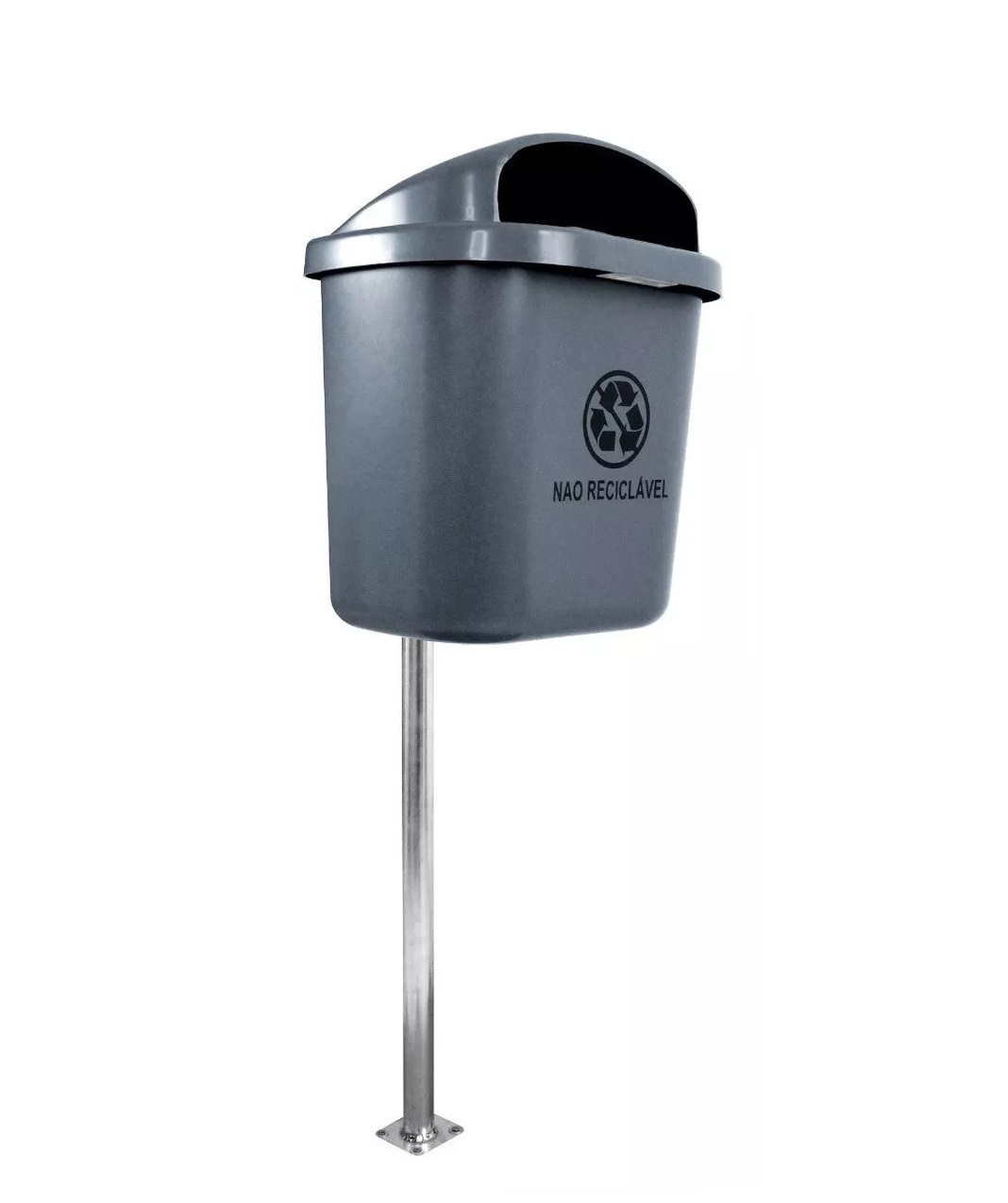 Lixeira Coleta Seletiva com Poste 40L Cinza JSN - Imagem 2