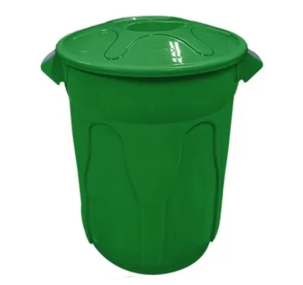 Lixeira Plástica Redonda com Tampa 100L Verde JSN