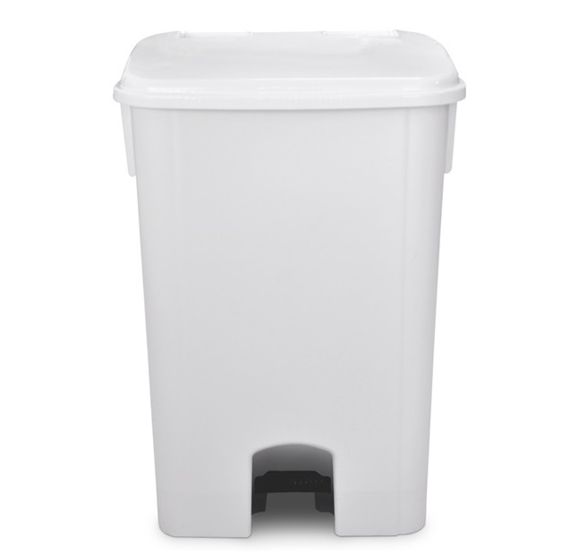Lixeira com Pedal e Rodas 100L Branca Bralimpia