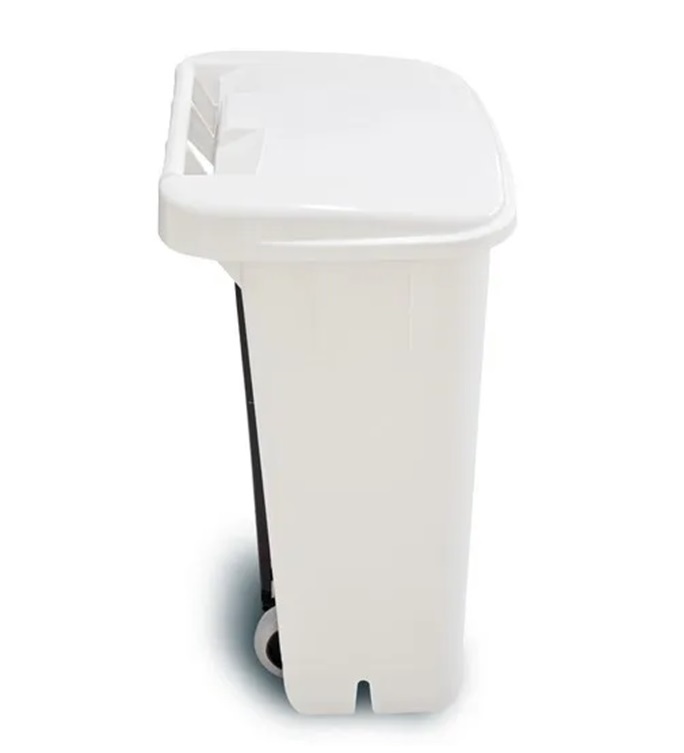 Lixeira com Pedal e Rodas 100L Branca Bralimpia - Imagem 2