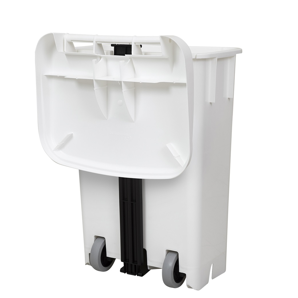 Lixeira com Pedal e Rodas 100L Branca Bralimpia - Imagem 3