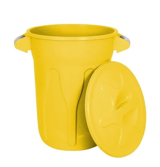 Lixeira Plástica Redonda com Tampa 20L Amarelo JSN - Imagem 3