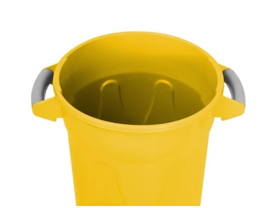 Lixeira Plástica Redonda com Tampa 20L Amarelo JSN - Imagem 4