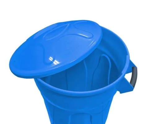 Lixeira Plástica Redonda com Tampa 60L Azul JSN - Imagem 3