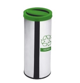 Lixeira Inox com Tampa Meia Esfera Verde 35L Purimax